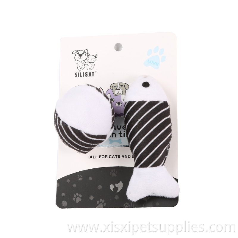factory directly sell three different pattern plush fish ball cat toys set